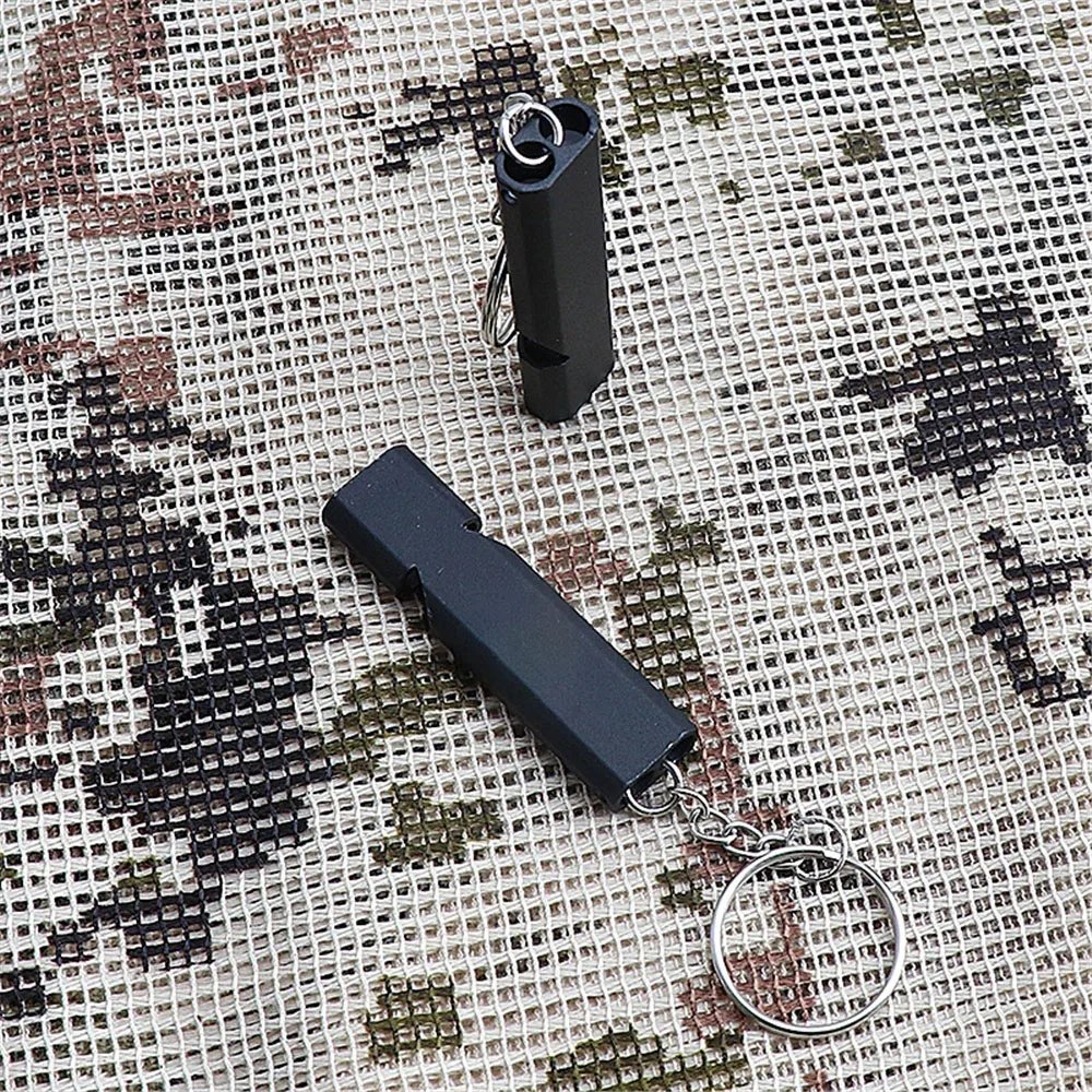 Dual-tube Outdoor Camping Survival Whistle 120 Decibels Multifunctional Stainless Steel Emergency Whistle Portable EDC Tool