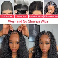 Perruque sans colle vague profonde 100% cheveux humains 6x4 5x5 dentelle fermeture perruque brésilienne Remy cheveux porter et aller perruques de cheveux humains pour les femmes 5
