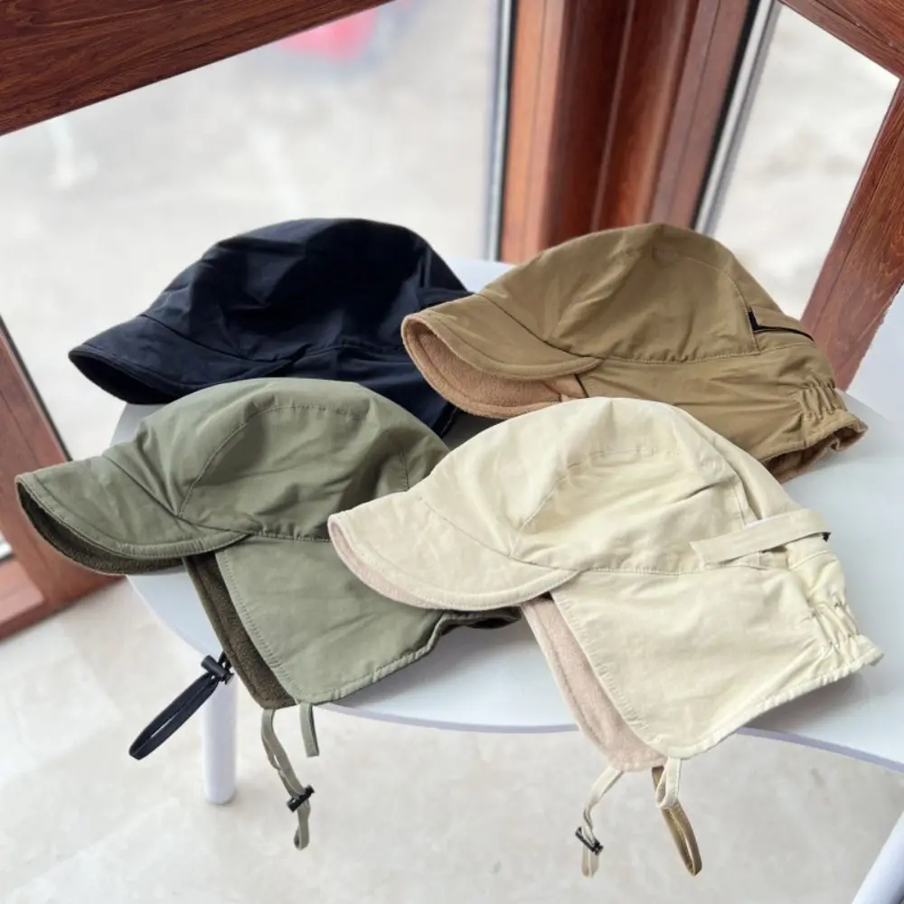 Casual Solid Color Bomber Hat Ear Protection Velvet Pilot Hat Men Women Outdoor Winter Cap Ski Earflap Bonnet Lei Feng Hat