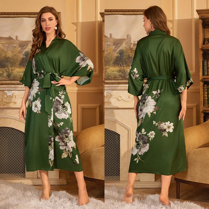 Accappatoio In Cotone Stile Giapponese Kimono Primavera/Autunno – Mezza Manica Con Cintura, Morbido E Traspirante - 2