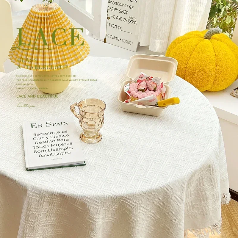 

Bedroom tablecloth, coffee table mat, round tablecloth, dessert tablecloth, cream colored long tablecloth