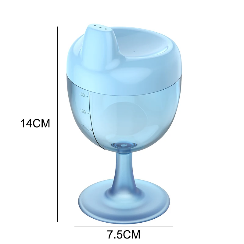 뚜껑이 달린 참신한 와인잔 모양의 시피 컵 150ml  학습용 마시는 병 어린이  수유병  수유 컵