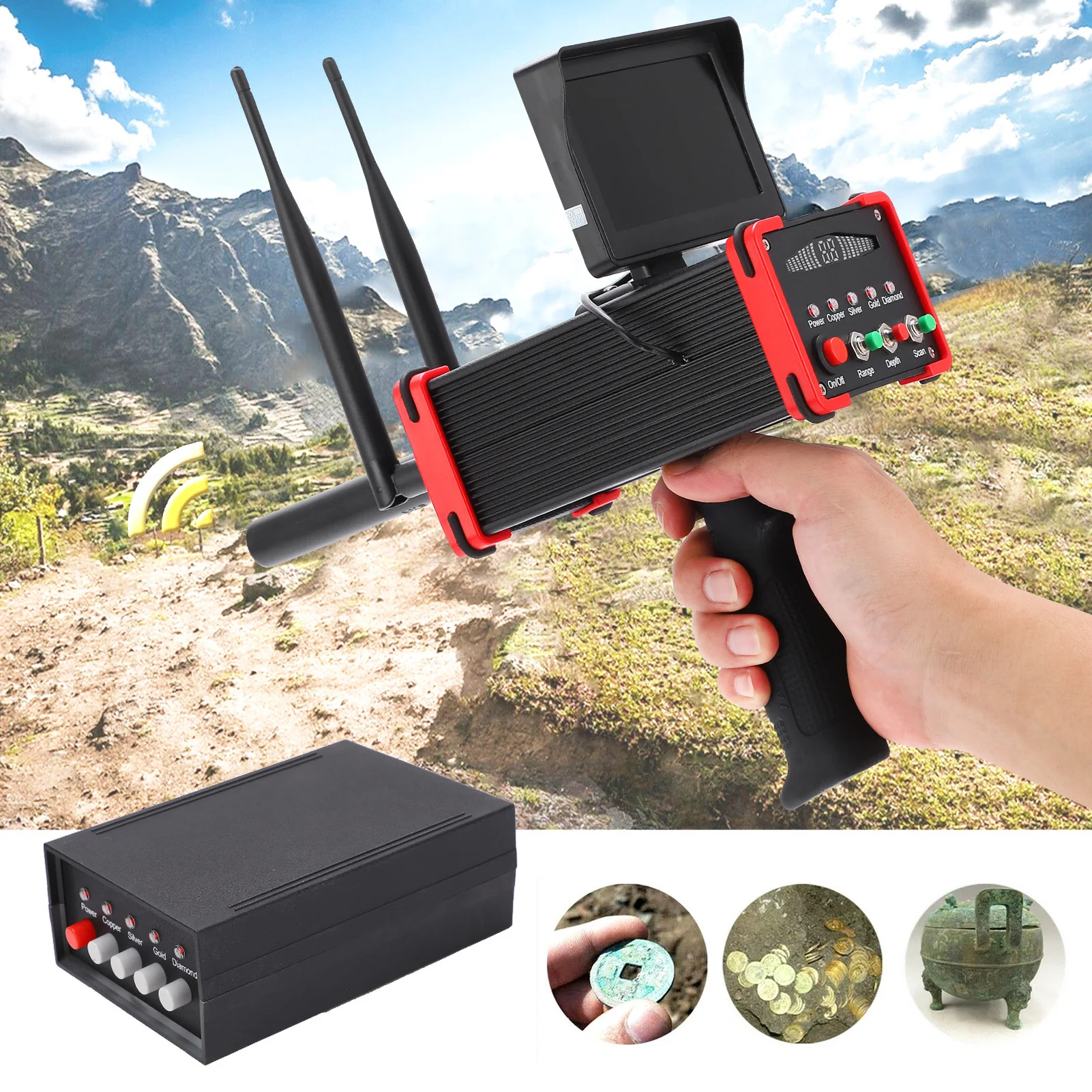 High Resolution Metal Detector with Display-Detect Gold Silver Copper-Treasure Finder for Indoor and Outdoor Use