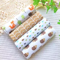 4Pcs/Pack New Color Cotton Flannel Diapers Baby Swaddles Wrap Receiving Bedsheet Print Blankets For Baby Girls Boys 76*76CM 2