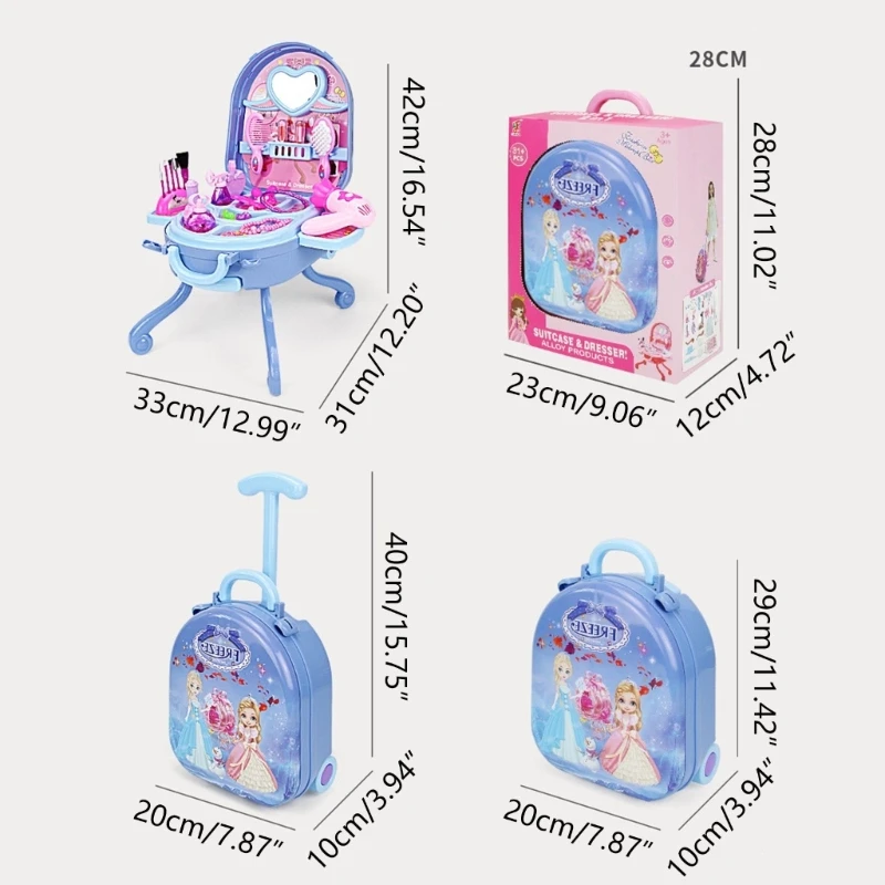 36Pcs/Set Girls Makeup Toy Princess Cosmetic Suitcase Early Learning Educational Toys