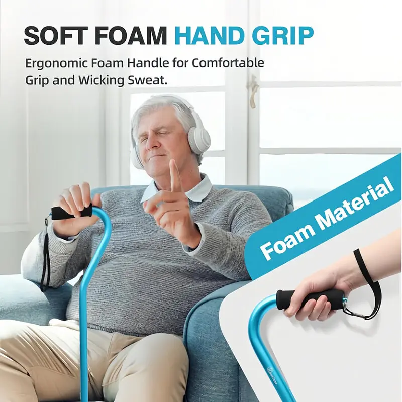 Adjustable Quad Cane Walking Stick for Seniors Adults Aluminum Walking Cane with 4-Pronged Base for Extra Balance & Stability 3