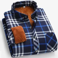 2025 Autumn and Winter Men's Fleece-lined Long Sleeve Shirt Business Casual Fashion Comfortable Non Ironing Versatile Top
