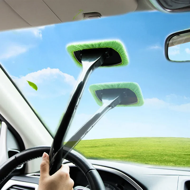 Window Cleaning Brush Car Windshield Cleaning Wash Tool Auto Glass Wiper Dust Removal Defogging With Long Handle