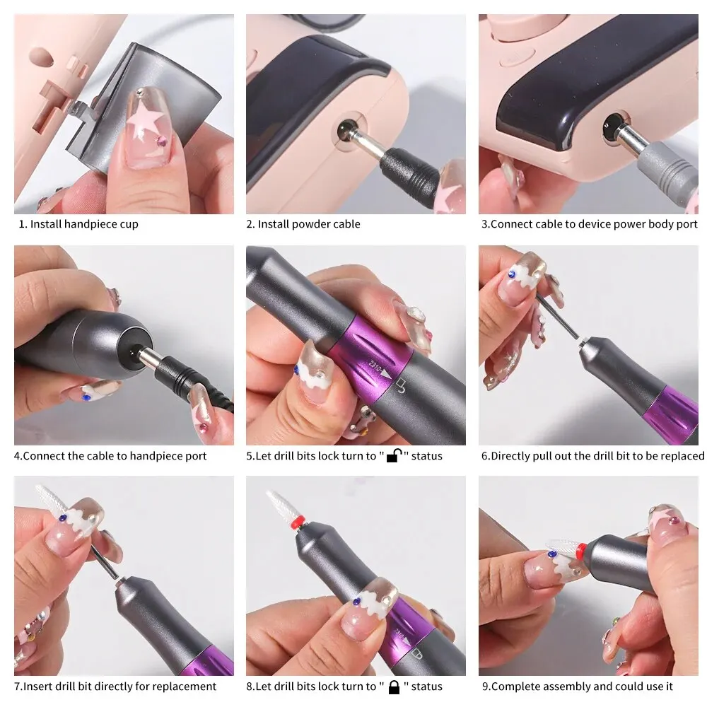 35000RPM Portable Rechargeable Nail Drill Machine With LCD Display Nails Sander For Manicure Acrylic Gel Polish Nail Tools 3