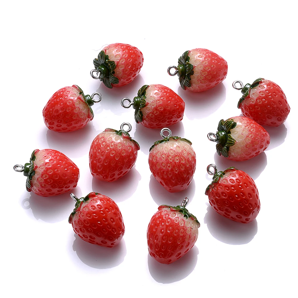 5 Stück Erdbeerharz Anhänger Charms Obst Mode Anhänger DIY Ohrringe Schmuck Zubehör – Detail 5