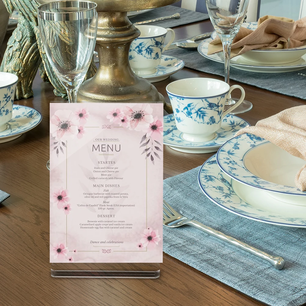 Acrylic Sign Holder Picture Frame Display Stand Clear Paper Holder Table Menu Stands 4pcs For Wedding Office Restaurant Display acrylic sign holder
