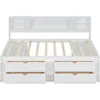 Full Size Captain Bed with Storage Drawers, Wood Daybed with Bookcase Headboard, Full Bookcase Daybeds with 2 Storage Cabinets 5