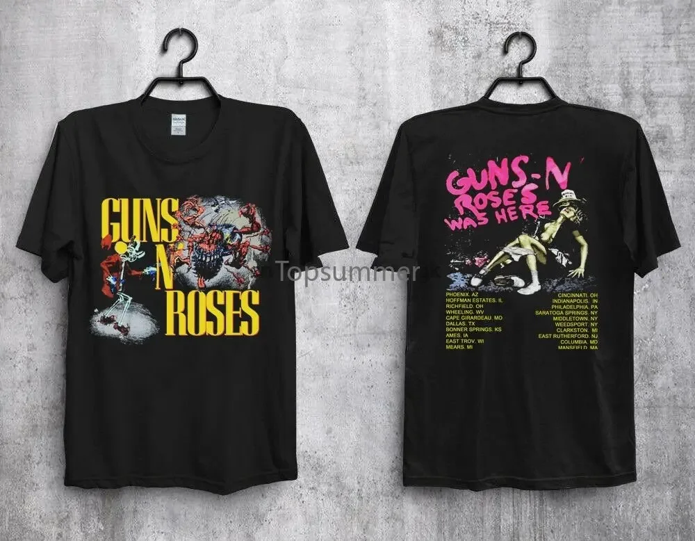 Hot Rare Guns N Roses Was Here 1980 Tour Vintage T Shirt Hot