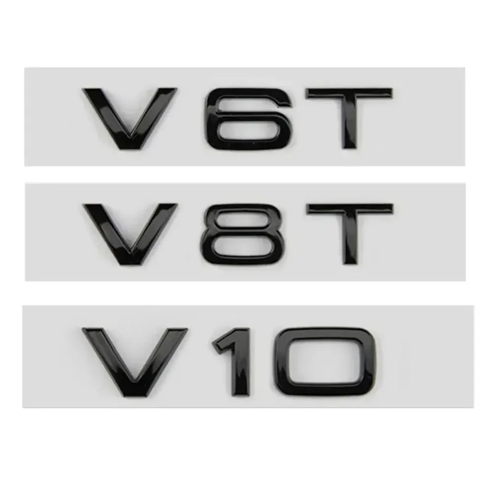 3D ABS Chrom Schwarz Logo V6T V8T V10 Emblem Auto Kotflügel Seite Abzeichen Aufkleber Für A4L A5 A6L A7 S4 S5 Auto Aufkleber Zubehör – Detail 2
