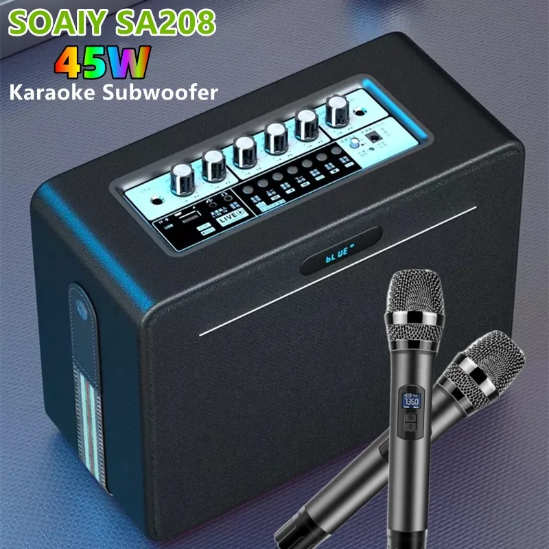 SOAIY SA208 Portable Wireless Mic Karaoke Subwoofer Soundbox Outdoor
