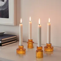3PCS/set Glass Candlestick Romantic Dining Table Candle Holder,Valentine's Day Colorful Home Decor Anniversary Decoration 2