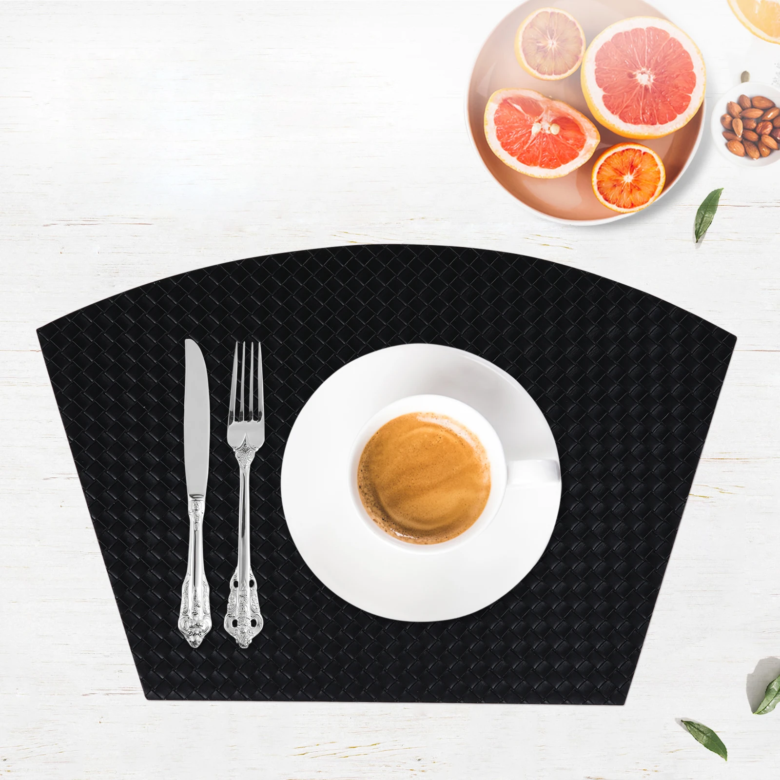 

Homaxy 4/6Pcs Dining Table Mat Faux Leather Strip Woven Coaster Heat Resistant Waterproof Placemats for Home Kitchen Tableware