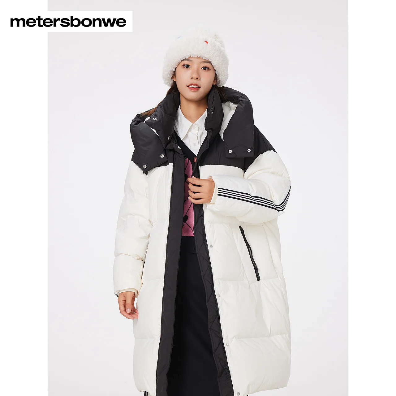 Metersbonwe Long Hooded Down Jacket Women Thick Winter Parker Coat Ladies 2023 New Fashion Warm Jackets Casual White Outerwear