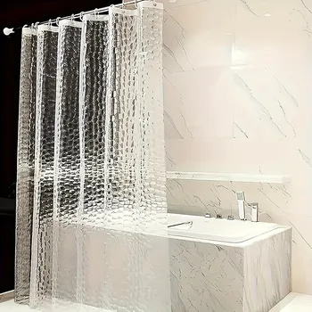 Tenda da doccia decorativa per bagno stampata con cubo d'acqua semitrasparente irregolare 3D, set di tende da doccia impermeabili per bagno di fascia alta 1