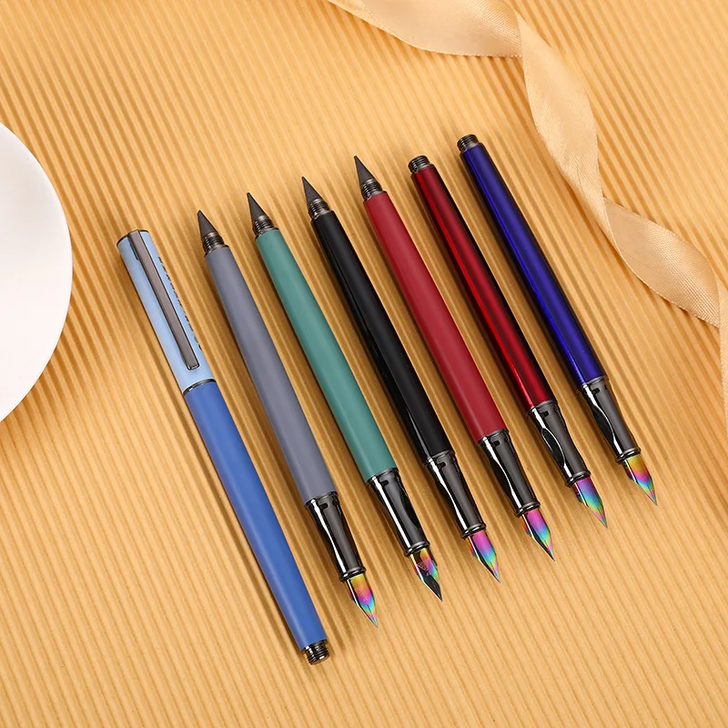 New Metal Fountain Pen Eternal Black Technology Pencil Creative Dual Purpose Student Writing Zhengzi Pen