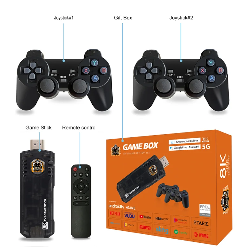 Mini Console Rétro Plug And Play – 41000+ Jeux Intégrés, 2 Manettes Sans Fil 2.4G, Sortie 4K – Carte 128G