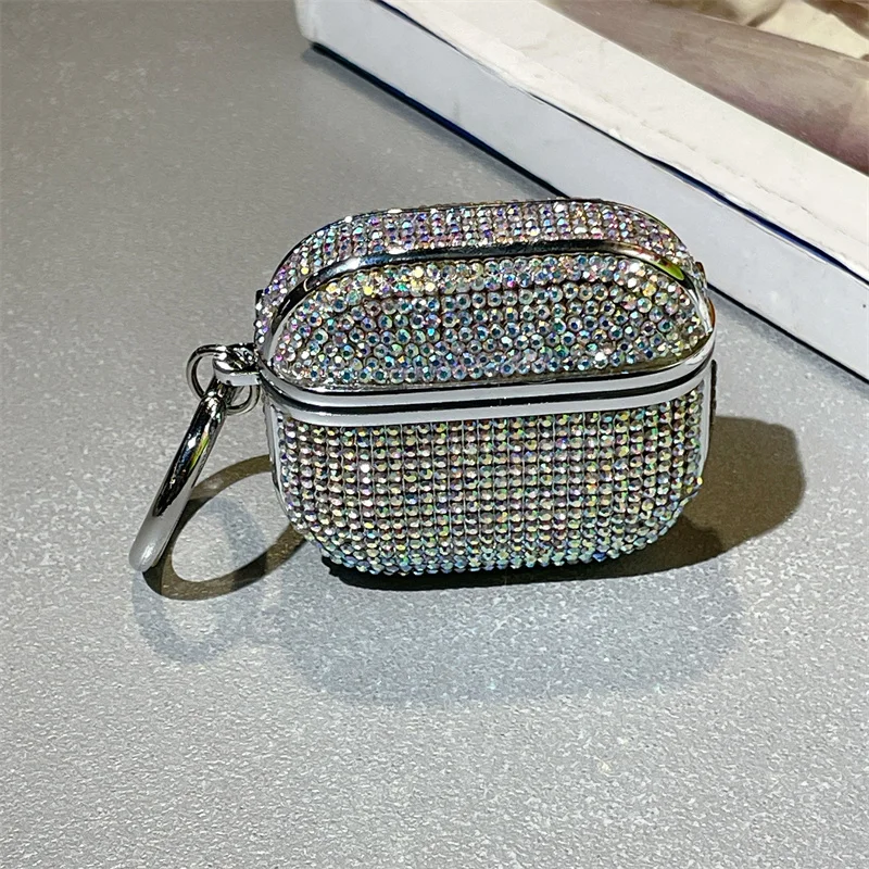 Deluxe Plated Sparkling Diamond Bluetooth Headphone Case with Keychain - Shockproof Earphone Cover