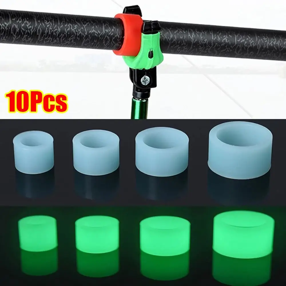 10Pcs Durable Silicone Fishing Rod Anti-skid Circle Luminous Absorbing Sweat Handle Wrapping Belt Anti-Slip Tape