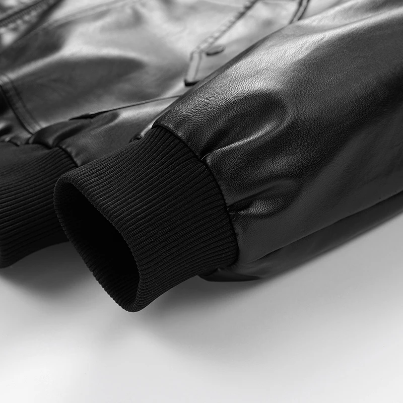 Giacca in pelle uomo PU cappotti Bomber moto Oversize 6XL 7XL 8XL Plus Size Baseball nero autunno campeggio Casual College maschile 5