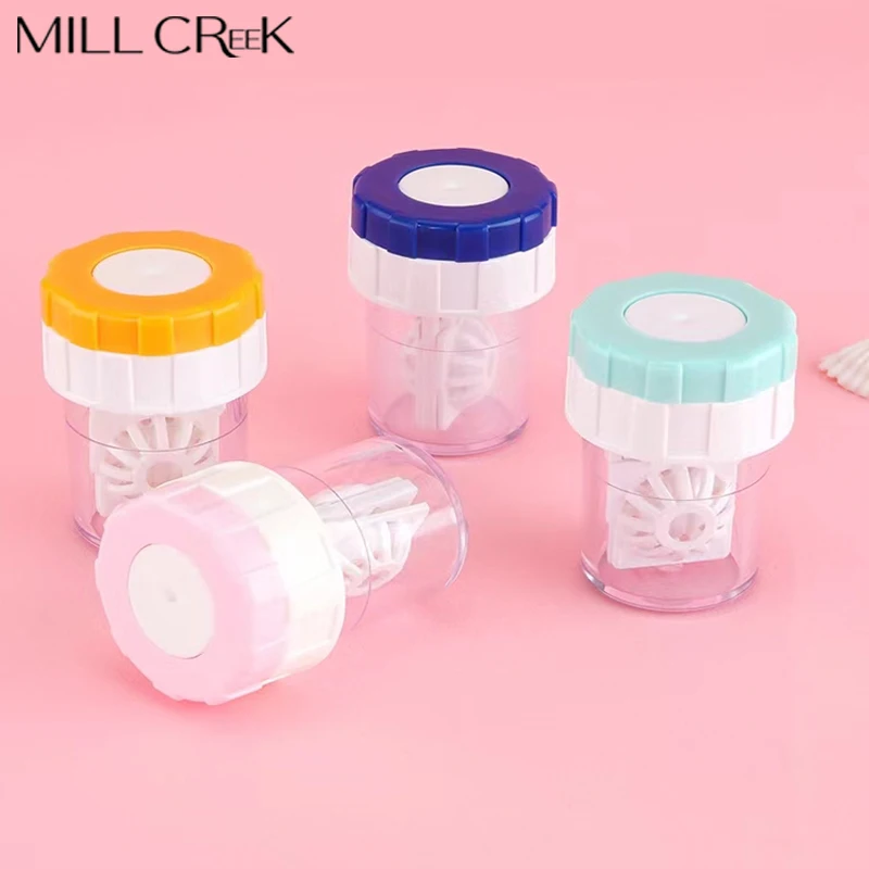 Contact Lenses Cleaner Device Manually Rotatable Type Portable Contact Lens Beauty Pupil Storage Cleaning Container Tools 1 pcs for contact lenses tools