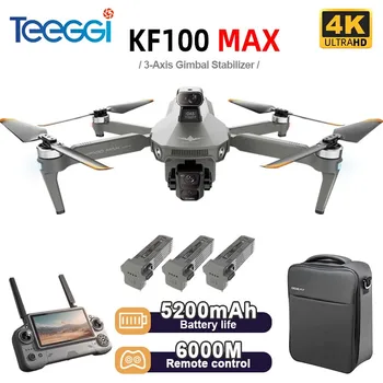 Teeggi KF100 MAX GPS RC con schermo Droni con fotocamera 4K HD Professionale giunto cardanico a 3 assi per evitare ostacoli 6KM pieghevole RC Dron
