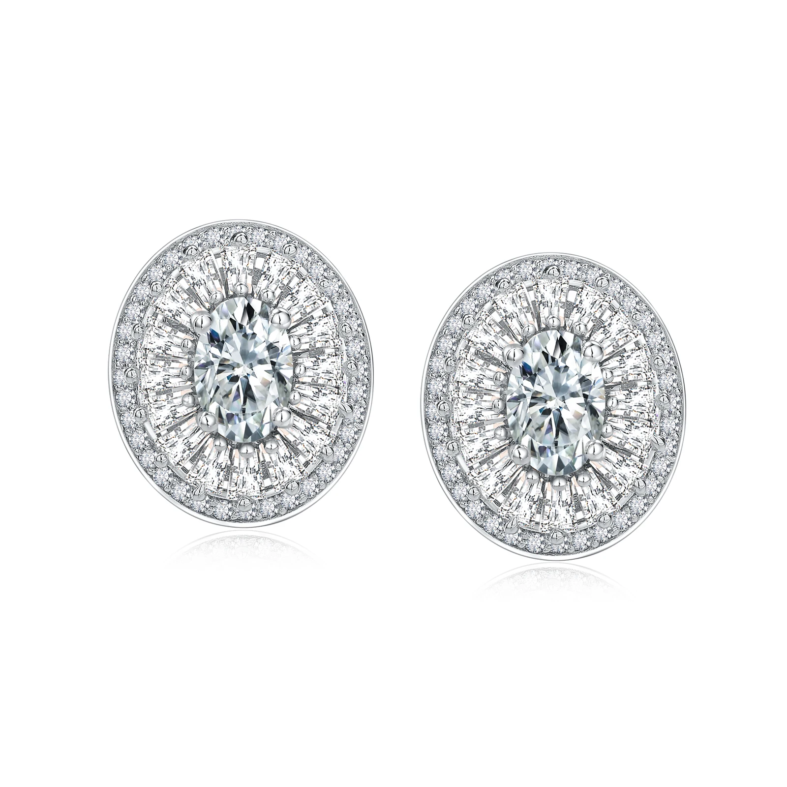 

SEASKY 925 Sterling Silver Moissanite Earrings for Women 1.8ct D Color Oval cut Sparkling VVS1 Wedding Earrings Fine Jewelry