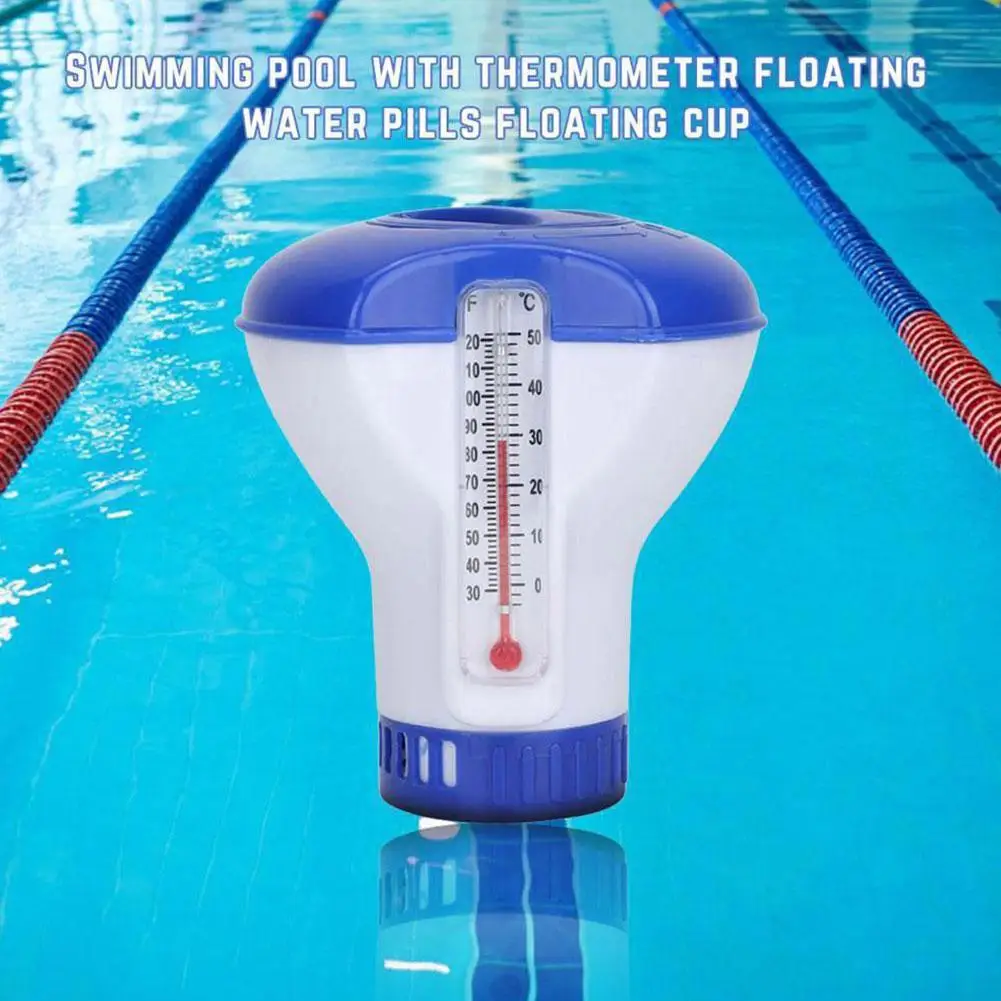 Swimming Pool Accessory Swimming Pool Floating Dose Dispenser with Thermometer Outdoor Bathtub Chemical Chlorine Dispenser