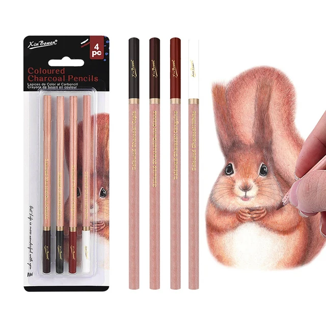 4Pcs Professional Sketch Charcoal Pencils Set Colored Soft Pastel Pencils White Carbon Pencil for Students Drawing Art Supplies 1