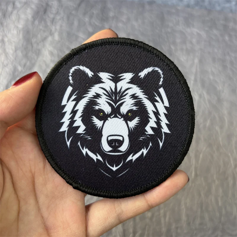 Black Bear Tactical Morale Badge with Hook and Loop for Backpacks and Apparel
