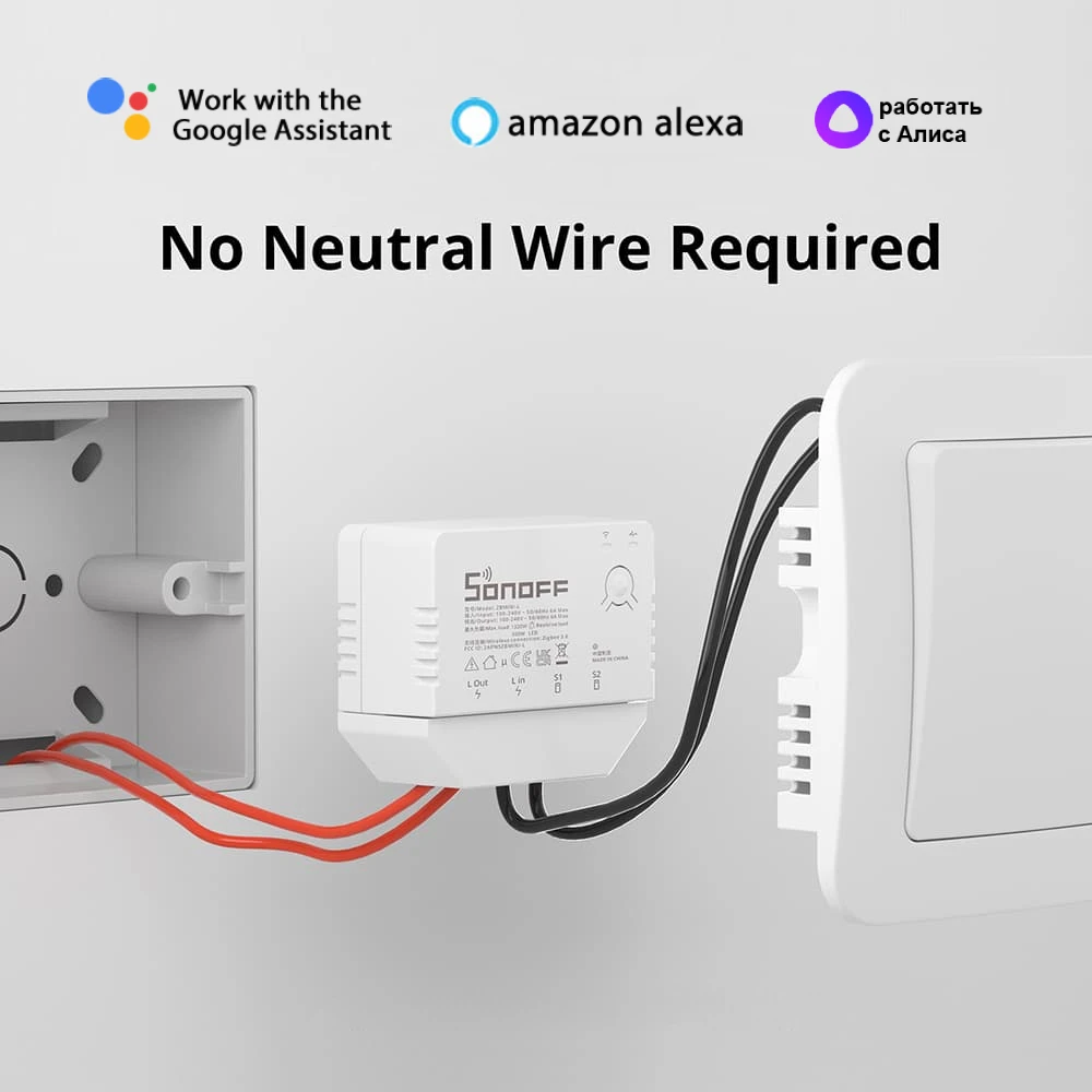 SONOFF ZBMINI-L No Neutral Wire Required Zigbee 3.0 Smart Switch Smart Sensor Work With Alexa Google Home Alice SmartThings