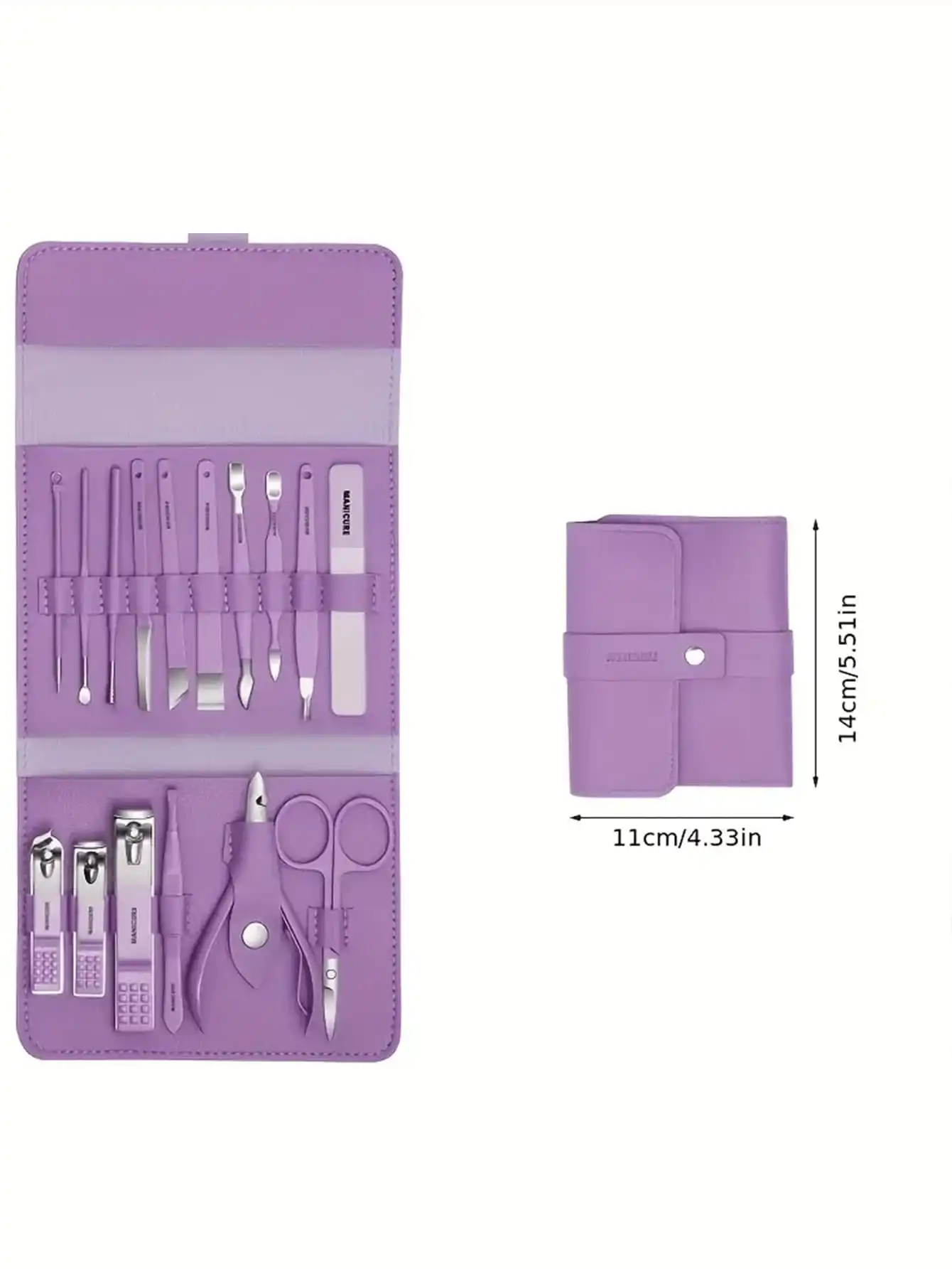 16pcs Stainless Steel Manicure & Pedicure Tool Set, Nail Care Kit, Suitable For Home, Office, Outdoor Travel, Gifts, Nail Salons, Back To School 5