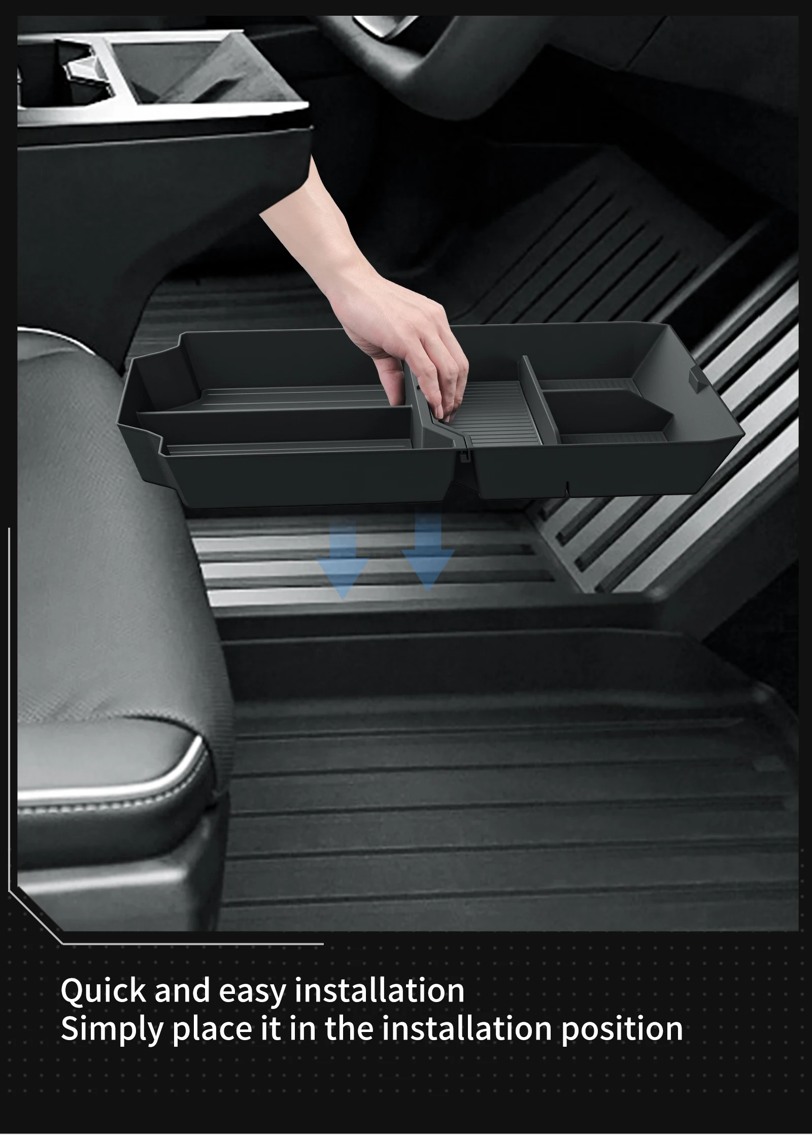 Smabee für Tesla Cybertruck 2024 2025 Mittelkonsole Untere Aufbewahrungsbox Auto-Zubehör Getränkehalter Ablage Organizer – Detail 9