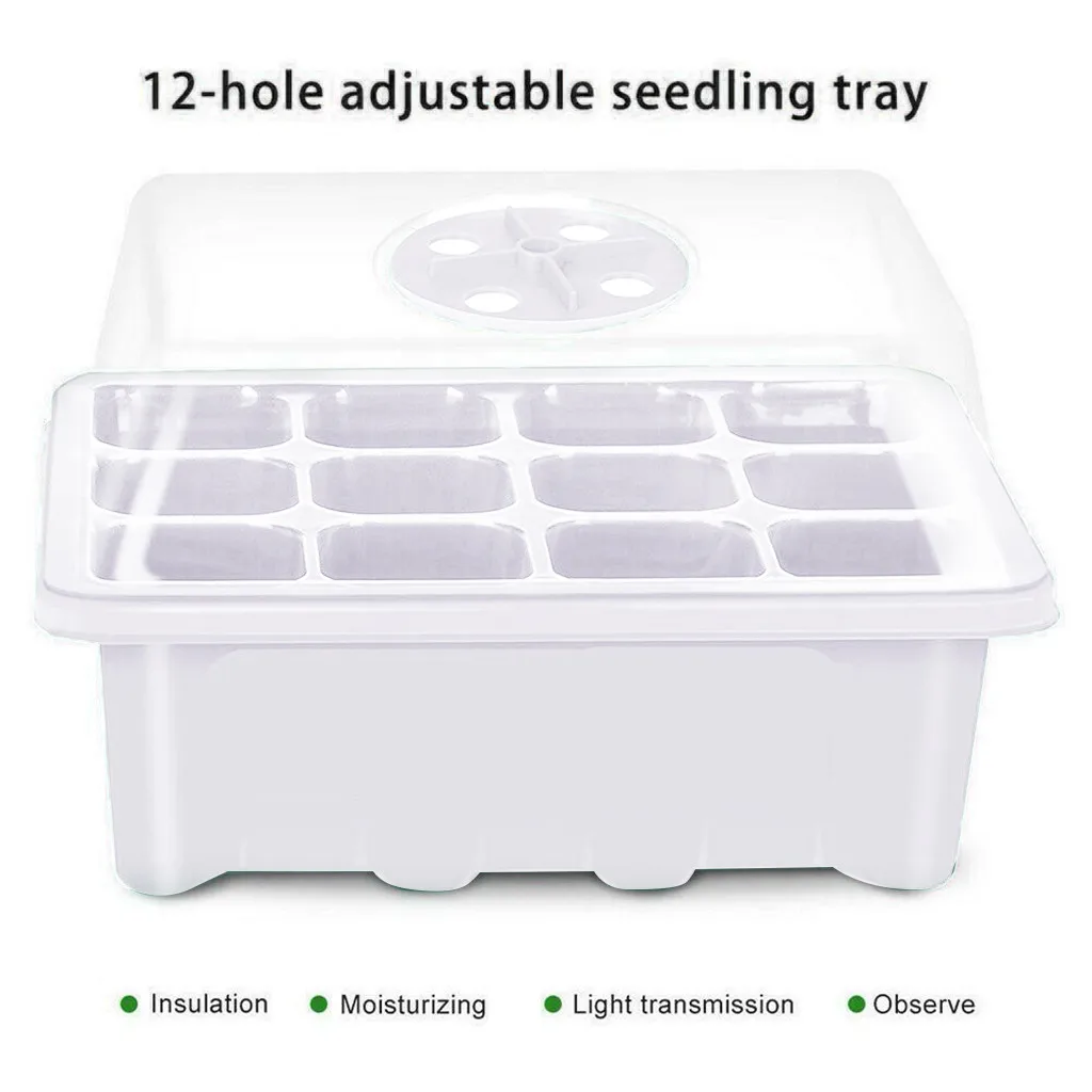12 Hole Plant Seed Grow Box Nursery Seedling Starter Indoor Garden Yard Tray Hot Green House Seeding Box with Hole Seedling