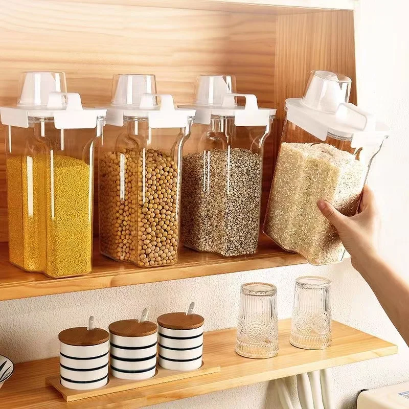 Kitchen Sealed Jar Airtight Food Storage Containers Food Storage Box  Multigrain Measuring Cup Cereals Kitchen Storage Containers - AliExpress