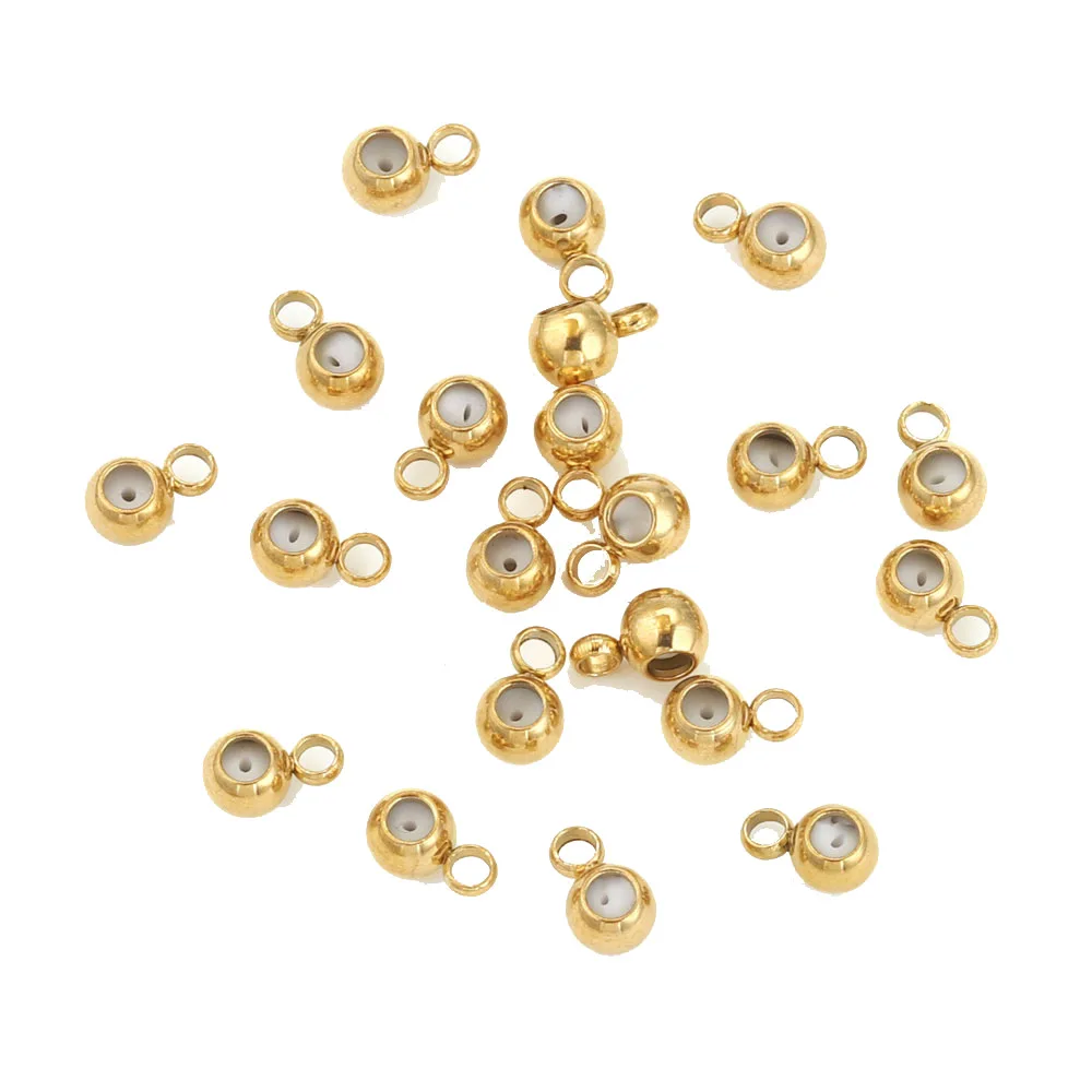 Stainless Steel Adjustment Beads with Non-slip Silicone Ring Gold Color Stopper Spacer Beads for Jewelry Making 5