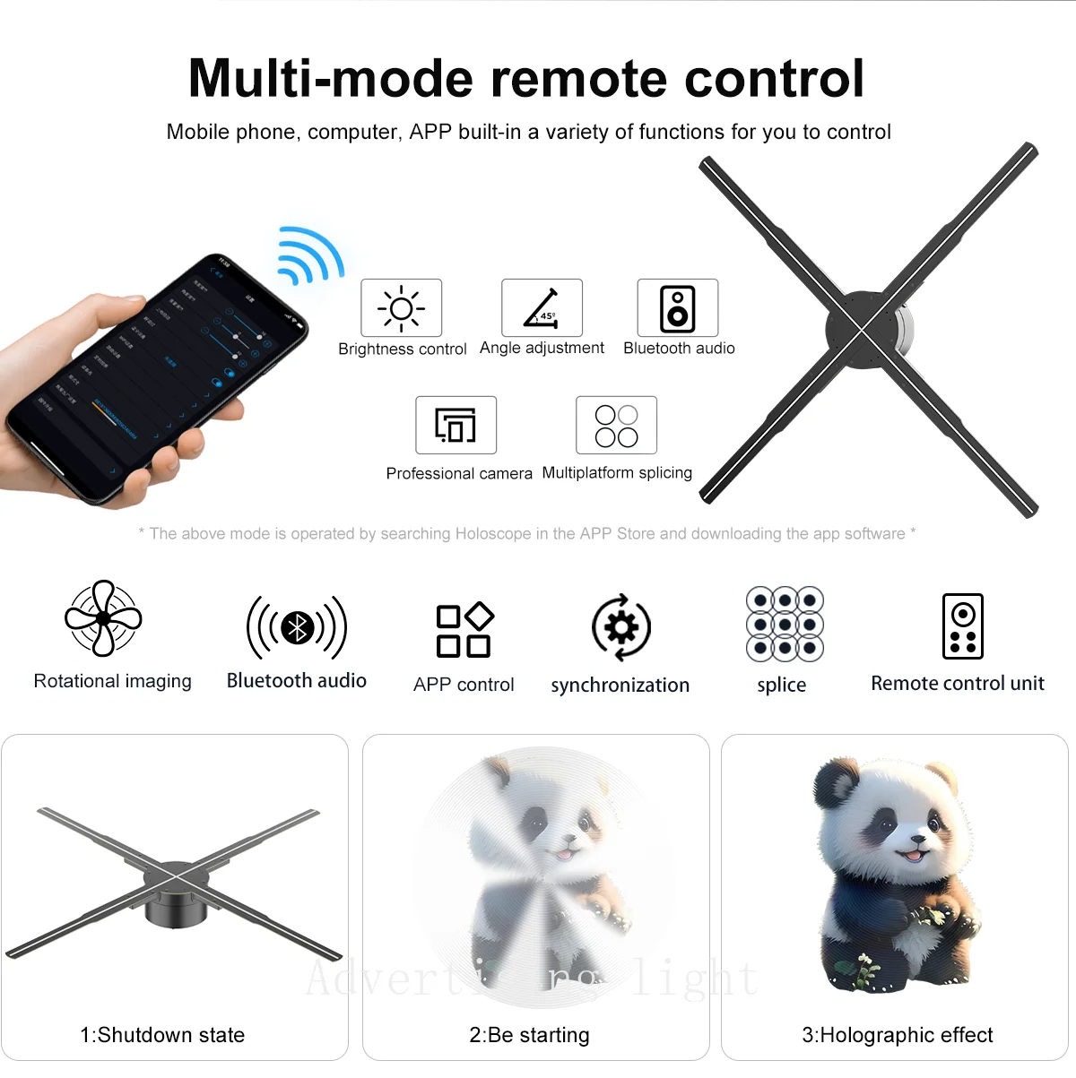 56CM 3D Hologram Projector Fan Wifi Advertising Light Led Sign Holographic Lamp Support Multiple Splicing Synchronization