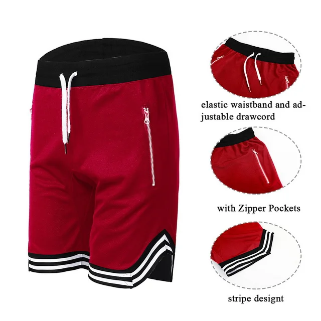 Men's Sports Basketball Shorts for Muscle Fitness Running Training Jogging Capris Breathable Quick Drying Zipper Pants 5