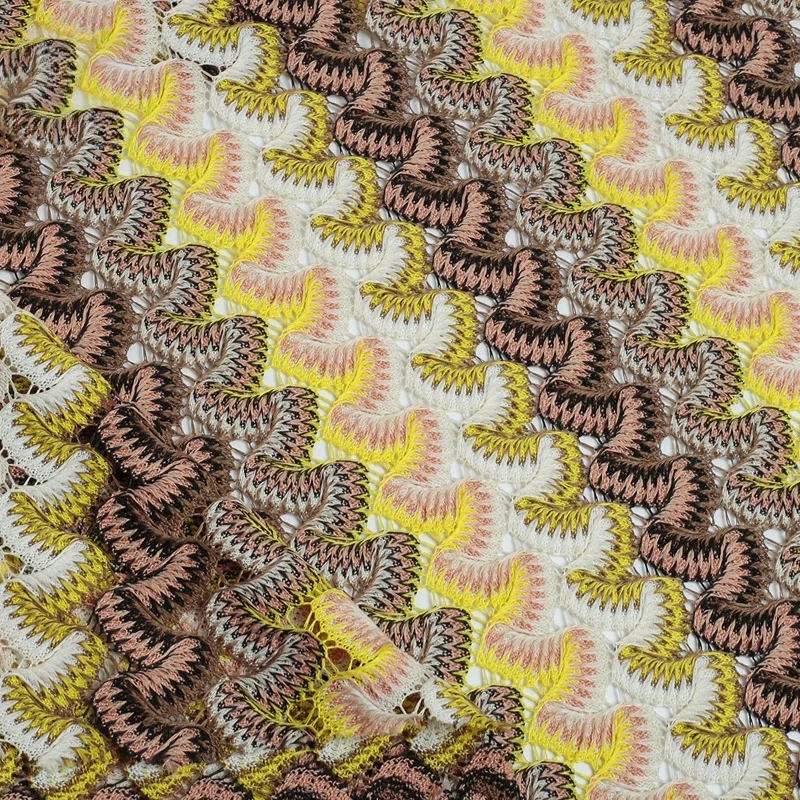 Gradient Mixed Color Knitted Fabric Pure Polyester Warp Knitted Jacquard Hollow Bohemian Style Fashionable Fabrics By Yard 3