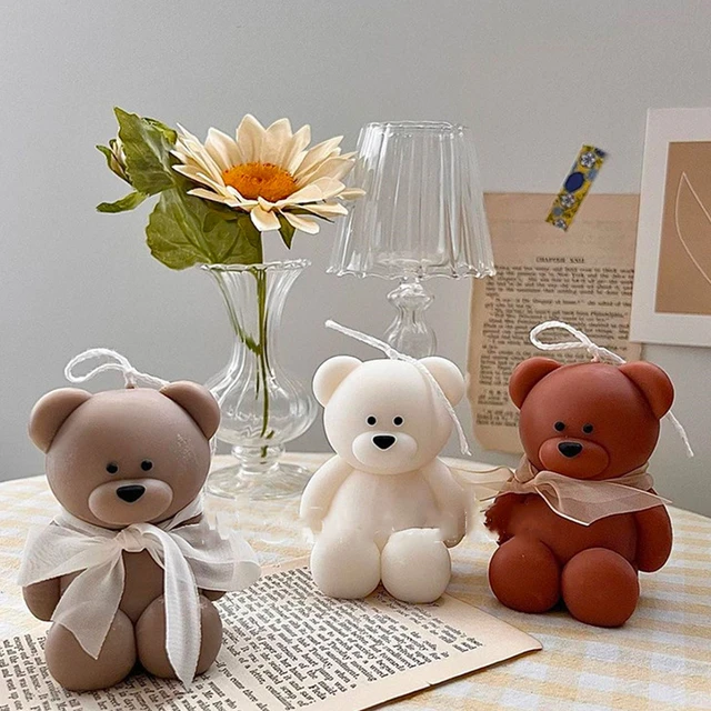 Buy 3d Cute Teddy Bear Soap Making Candle Silicone Designer Mold Online in  India 