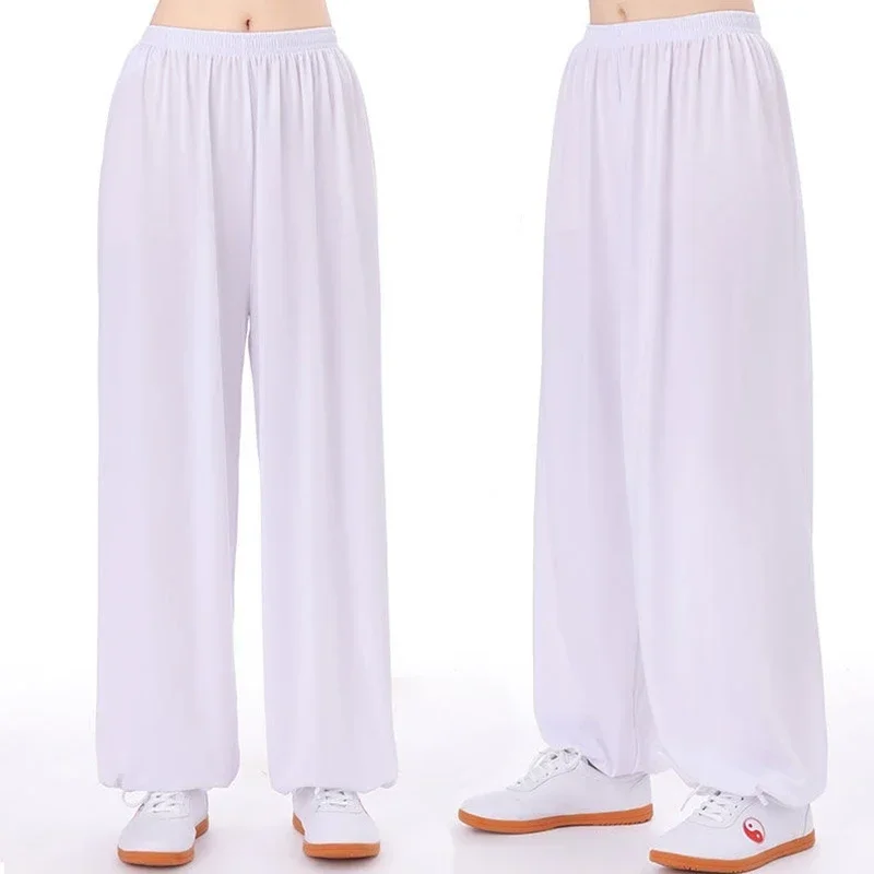Tai Chi Clothing Pants Unisex Tai Chi Pants Ice Silk Morning Exercise Summer Plus Size Loose Bloomers Practice Martial Arts Pant martial art trousers tai chi trousers
