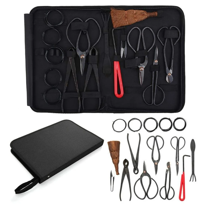 

15Pcs Bonsai Tool Set Extensive Cutter Scissors Pruning Shears With Storage Bag Professional Bonsai Styling Garden Hardware Tool