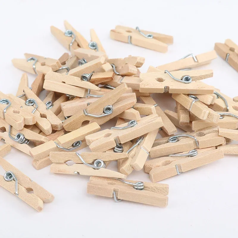 

50/100 Pcs Mini Natural Wooden Clips Photo Clips DIY Wedding Party Wooden Clip Organisatoren Gadgets Pour La Maison Pegs