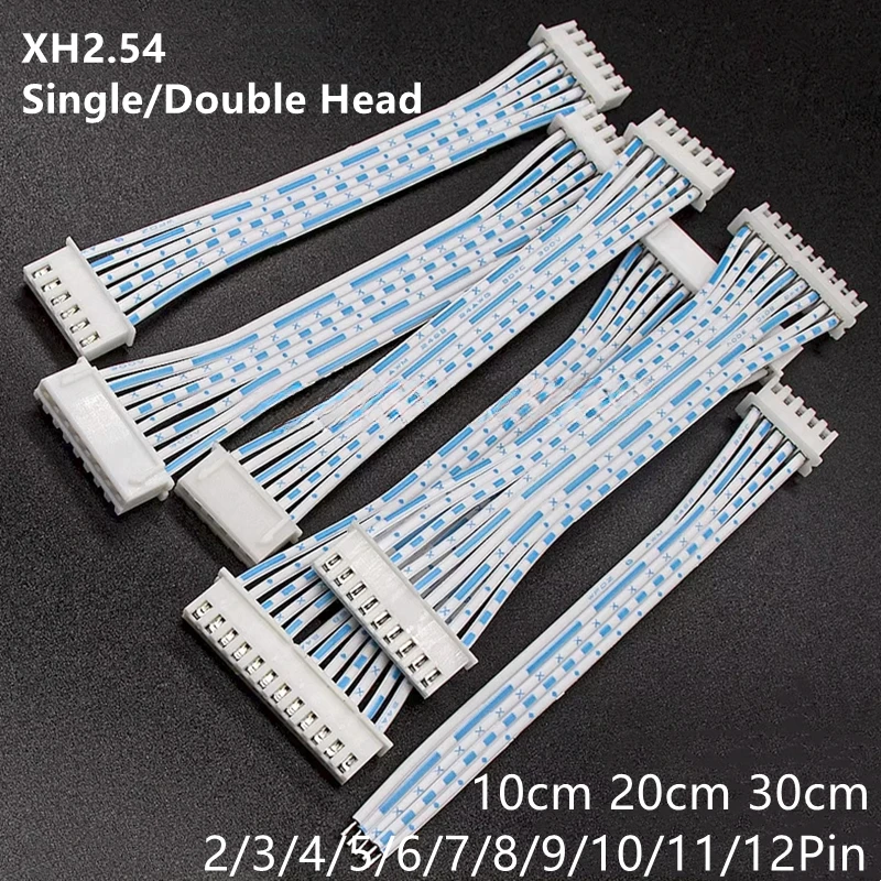 5PCS XH 2.54mm Blue White Pitch Connector Cable XH2.54 Plug Line Length 10/20/30CM 2P/3P/4P/5P/6P/7P/8P/9P/10P/12P 2468-24AWG