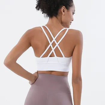 Soutien-gorge en nylon respirant pour femme, haut sexy, soutiens-gorge de yoga, sous-vêtements de sport, fitness, course arrière