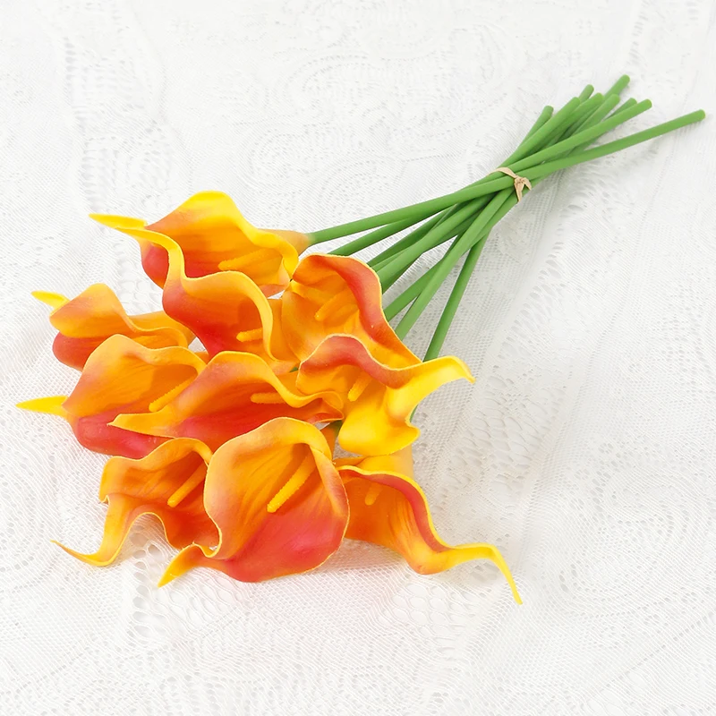5 Stücke PU Calla Lilie Simulation Blumen für Wohnkultur Floral Arte Set Garten Hochzeit Dekoration Blumenstrauß DIY Vase Ornament – Detail 23
